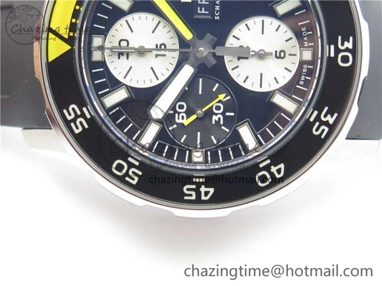 Aquatimer Chrono IW376702 SS BLS 1:1 Best Edition Black Dial on Black Rubber Strap A7750