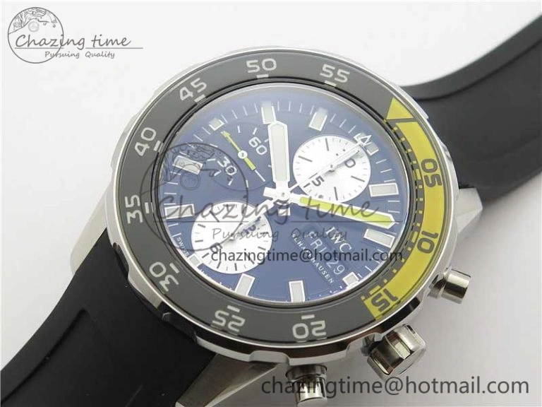 Aquatimer Chrono IW376702 SS BLS 1:1 Best Edition Black Dial on Black Rubber Strap A7750