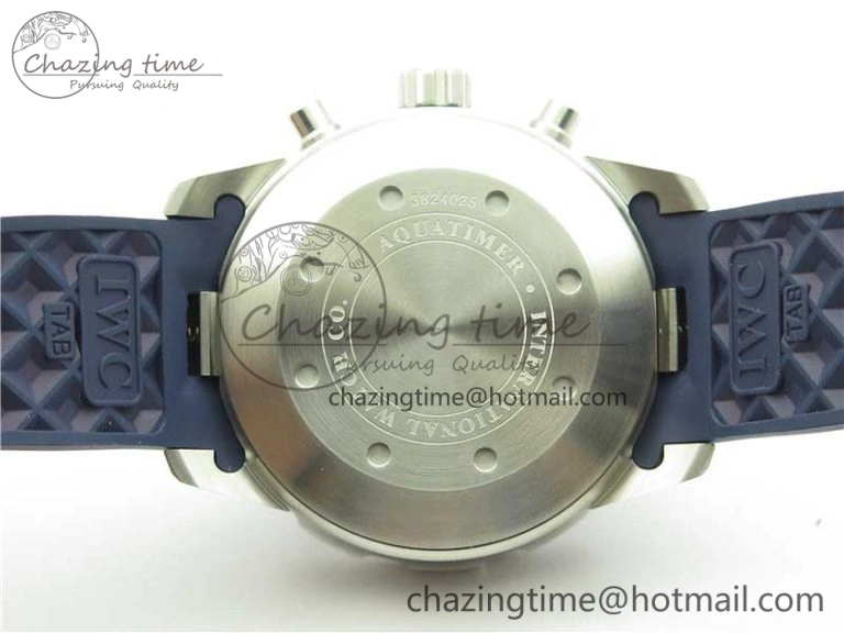 Aquatimer Chrono IW376711 SS BLS 1:1 Best Edition Blue Dial on Blue Rubber Strap A7750