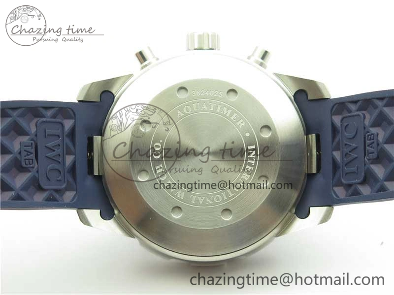 Aquatimer Chrono IW376711 SS BLS 1:1 Best Edition Blue Dial on Blue Rubber Strap A7750