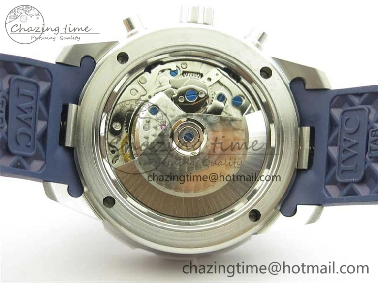 Aquatimer Chrono IW376711 SS BLS 1:1 Best Edition Blue Dial on Blue Rubber Strap A7750