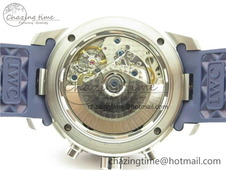 Aquatimer Chrono IW376711 SS BLS 1:1 Best Edition Blue Dial on Blue Rubber Strap A7750