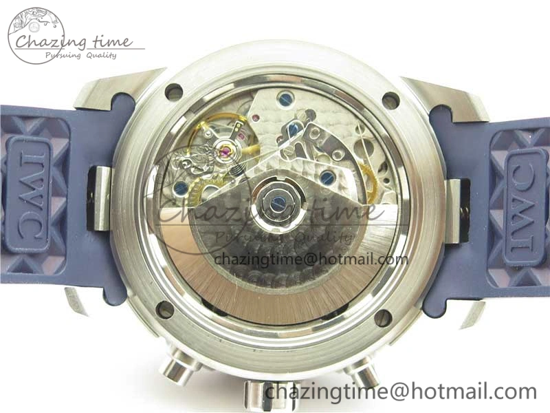Aquatimer Chrono IW376711 SS BLS 1:1 Best Edition Blue Dial on Blue Rubber Strap A7750