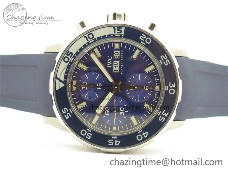 Aquatimer Chrono IW376711 SS BLS 1:1 Best Edition Blue Dial on Blue Rubber Strap A7750