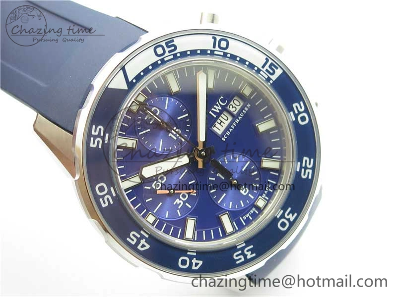 Aquatimer Chrono IW376711 SS BLS 1:1 Best Edition Blue Dial on Blue Rubber Strap A7750