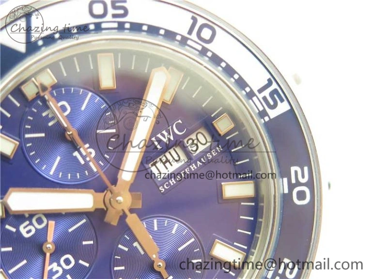 Aquatimer Chrono IW376711 SS BLS 1:1 Best Edition Blue Dial on Blue Rubber Strap A7750