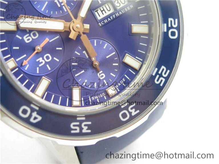 Aquatimer Chrono IW376711 SS BLS 1:1 Best Edition Blue Dial on Blue Rubber Strap A7750