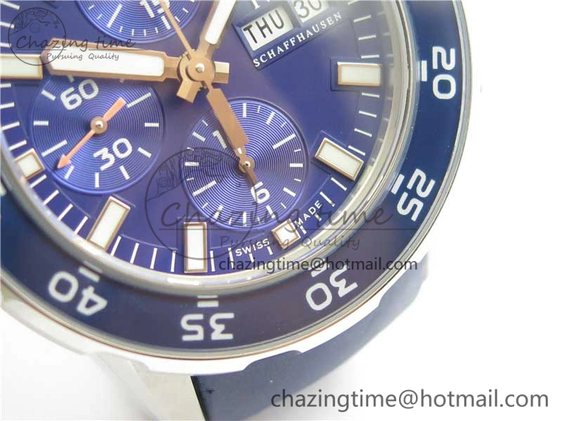 Aquatimer Chrono IW376711 SS BLS 1:1 Best Edition Blue Dial on Blue Rubber Strap A7750