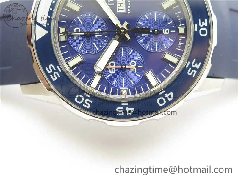 Aquatimer Chrono IW376711 SS BLS 1:1 Best Edition Blue Dial on Blue Rubber Strap A7750