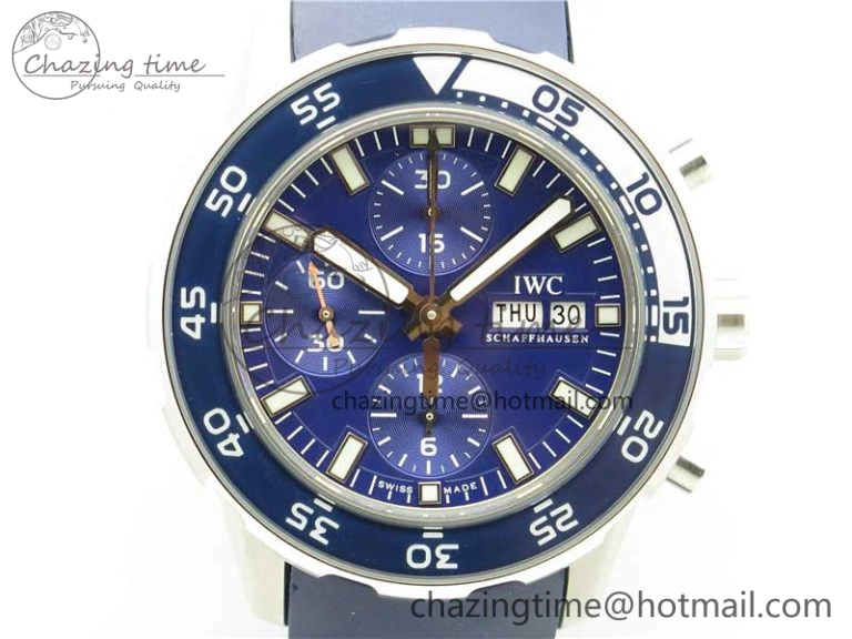 Aquatimer Chrono IW376711 SS BLS 1:1 Best Edition Blue Dial on Blue Rubber Strap A7750