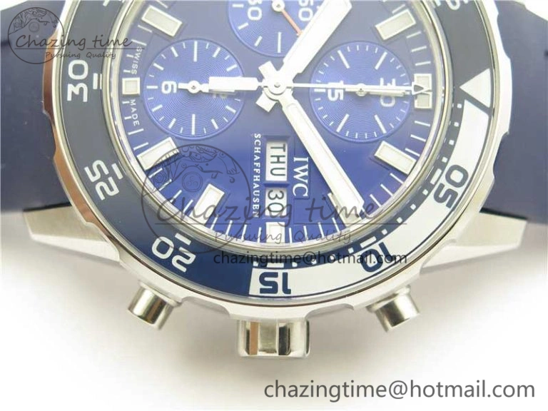 Aquatimer Chrono IW376711 SS BLS 1:1 Best Edition Blue Dial on Blue Rubber Strap A7750