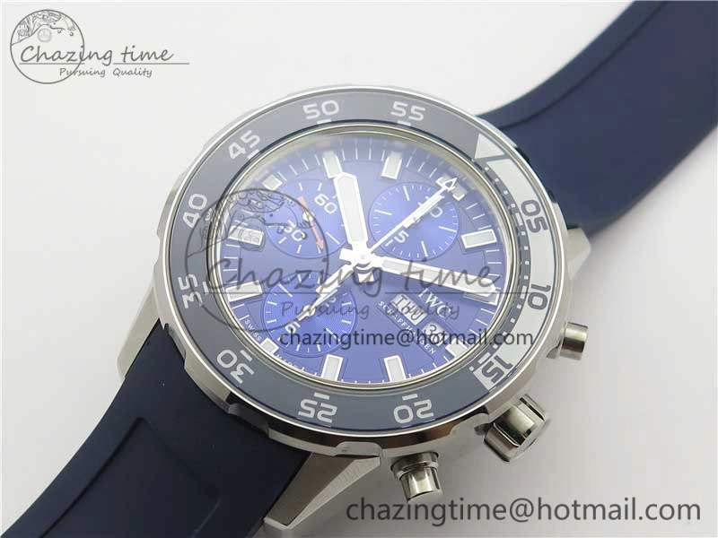 Aquatimer Chrono IW376711 SS BLS 1:1 Best Edition Blue Dial on Blue Rubber Strap A7750