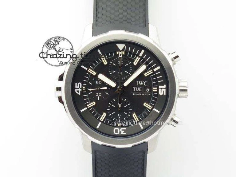 Aquatimer Chrono IW376803 V6F 1:1 Best Edition Black Dial On Rubber Strap A7750