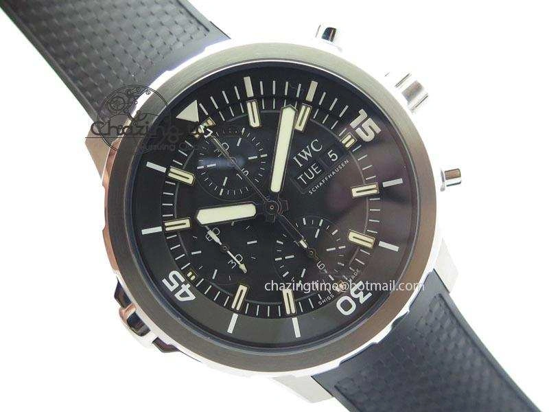 Aquatimer Chrono IW376803 V6F 1:1 Best Edition Black Dial On Rubber Strap A7750