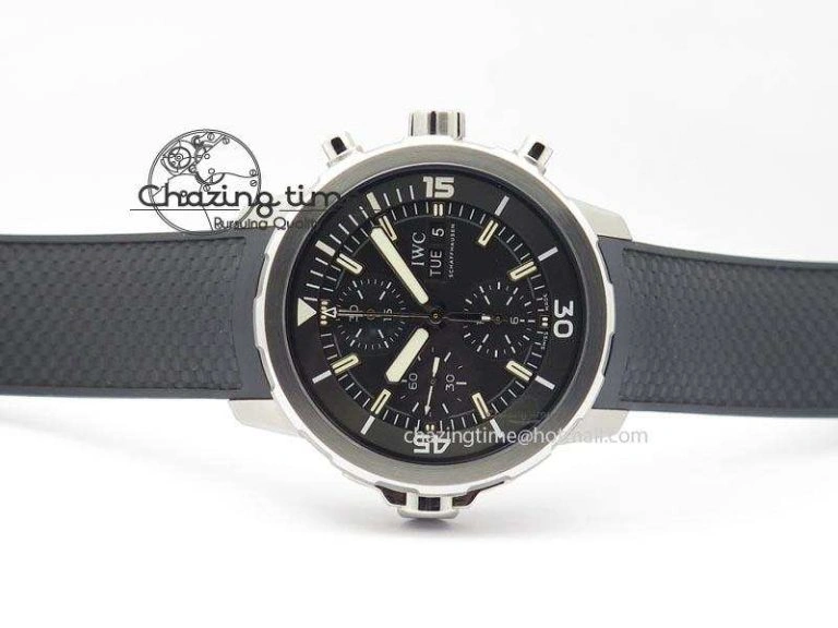 Aquatimer Chrono IW376803 V6F 1:1 Best Edition Black Dial On Rubber Strap A7750