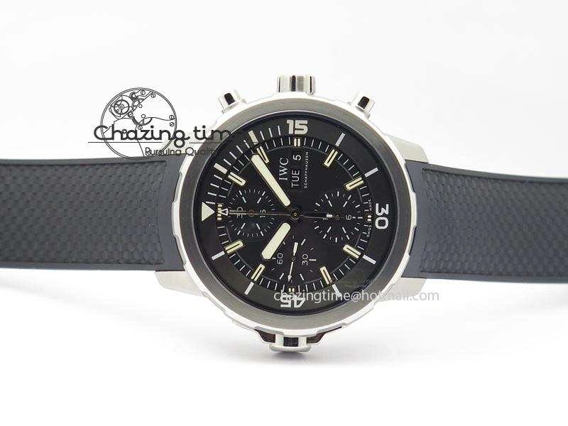 Aquatimer Chrono IW376803 V6F 1:1 Best Edition Black Dial On Rubber Strap A7750