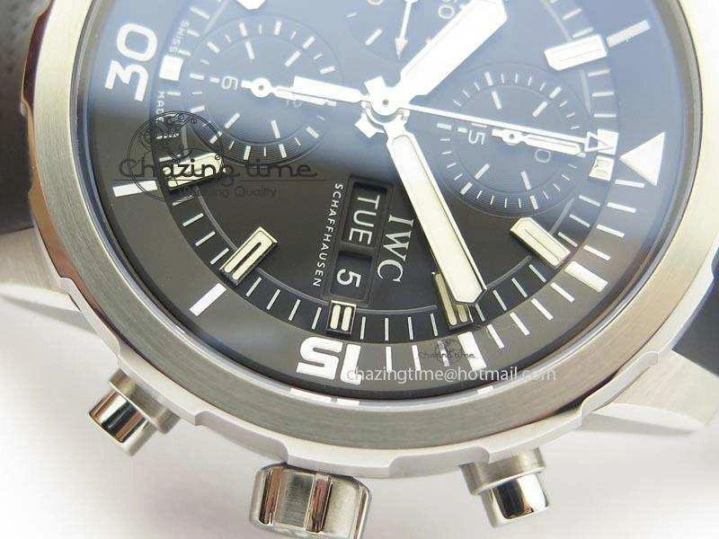 Aquatimer Chrono IW376803 V6F 1:1 Best Edition Black Dial On Rubber Strap A7750