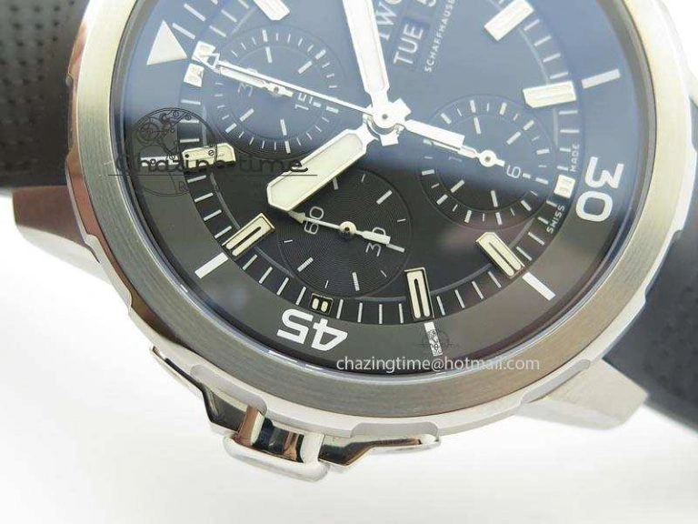Aquatimer Chrono IW376803 V6F 1:1 Best Edition Black Dial On Rubber Strap A7750