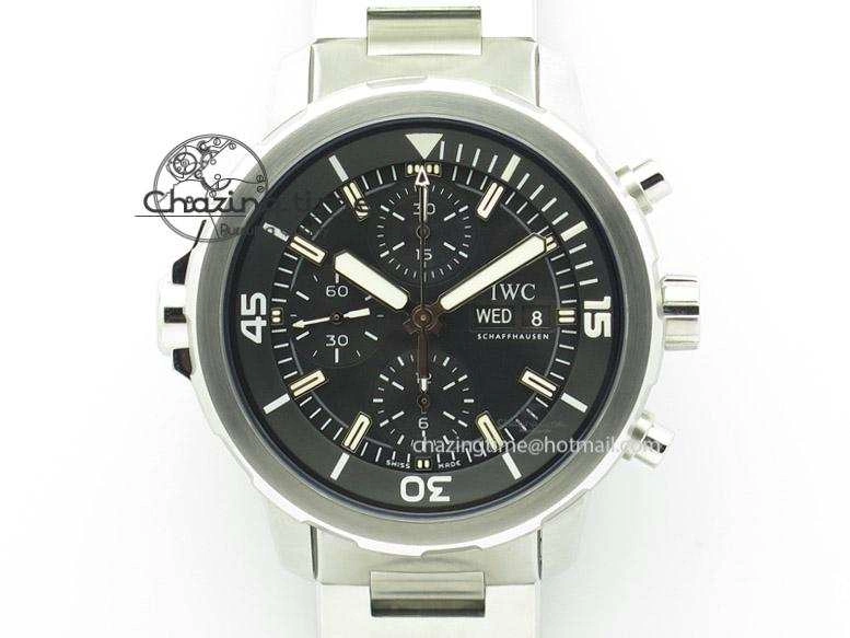 Aquatimer Chrono IW376803 V6F 1:1 Best Edition Black Dial On SS Bracelet A7750
