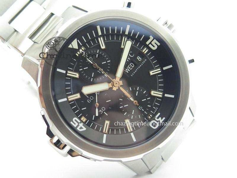 Aquatimer Chrono IW376803 V6F 1:1 Best Edition Black Dial On SS Bracelet A7750