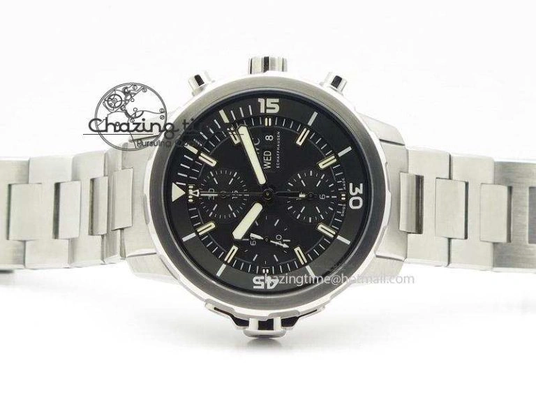Aquatimer Chrono IW376803 V6F 1:1 Best Edition Black Dial On SS Bracelet A7750