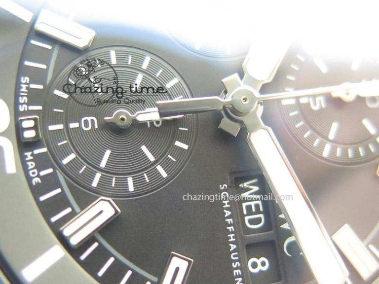 Aquatimer Chrono IW376803 V6F 1:1 Best Edition Black Dial On SS Bracelet A7750