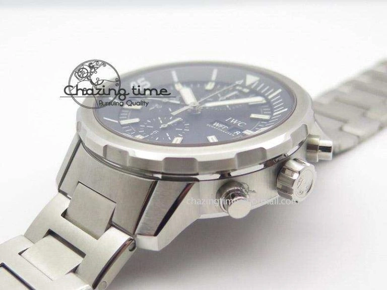 Aquatimer Chrono IW376803 V6F 1:1 Best Edition Black Dial On SS Bracelet A7750