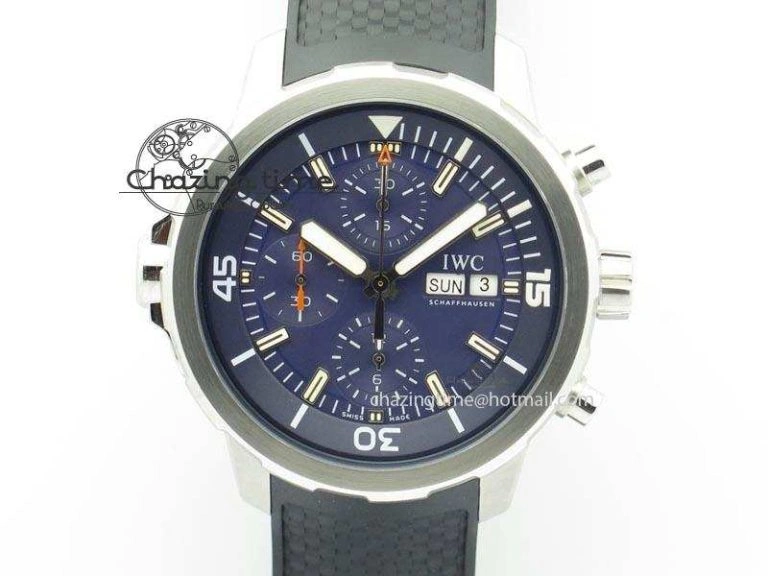 Aquatimer Chrono IW376803 V6F 1:1 Best Edition Blue Dial On Rubber Strap A7750
