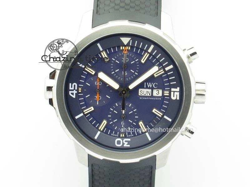 Aquatimer Chrono IW376803 V6F 1:1 Best Edition Blue Dial On Rubber Strap A7750