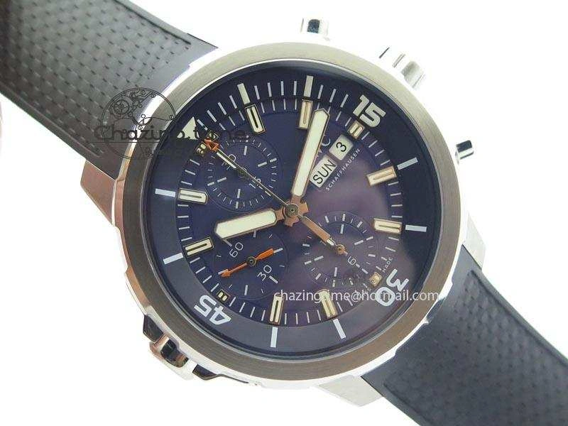 Aquatimer Chrono IW376803 V6F 1:1 Best Edition Blue Dial On Rubber Strap A7750