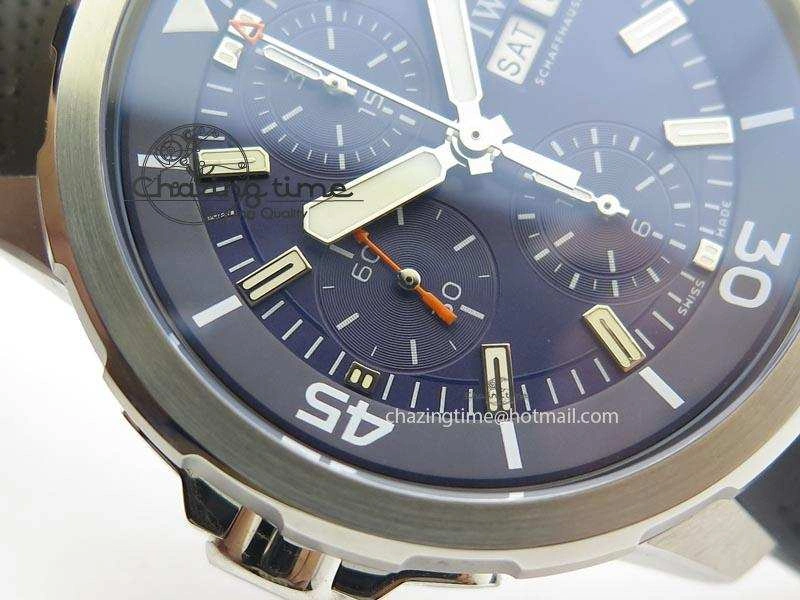 Aquatimer Chrono IW376803 V6F 1:1 Best Edition Blue Dial On Rubber Strap A7750