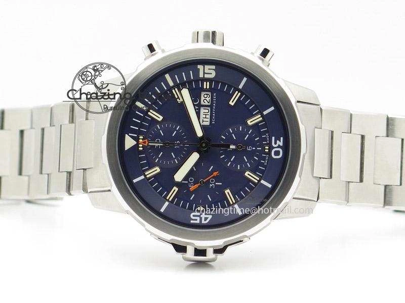 Aquatimer Chrono IW376803 V6F 1:1 Best Edition Blue Dial On SS Bracelet A7750