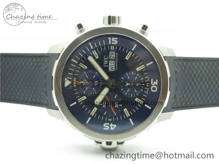 Aquatimer Chrono IW376803 V6F 1:1 Best Edition Blue Dial on Ruber Strap A7750
