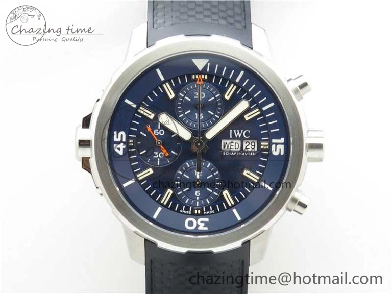 Aquatimer Chrono IW376803 V6F 1:1 Best Edition Blue Dial on Ruber Strap A7750