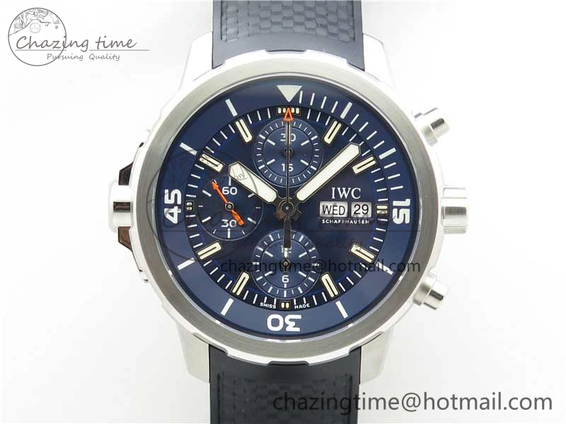 Aquatimer Chrono IW376803 V6F 1:1 Best Edition Blue Dial on Ruber Strap A7750