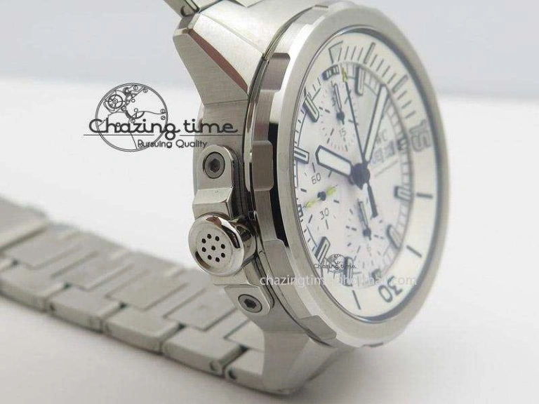 Aquatimer Chrono IW376803 V6F 1:1 Best Edition White Dial On SS Bracelet A7750