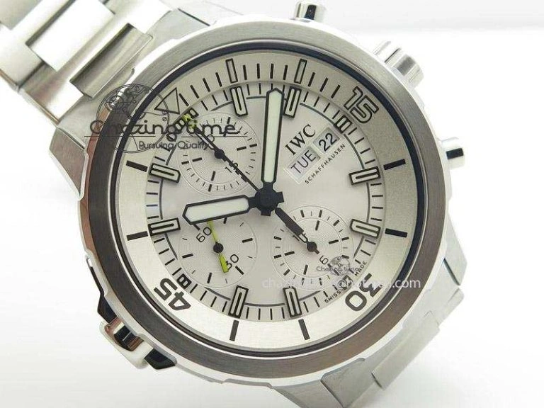 Aquatimer Chrono IW376803 V6F 1:1 Best Edition White Dial On SS Bracelet A7750