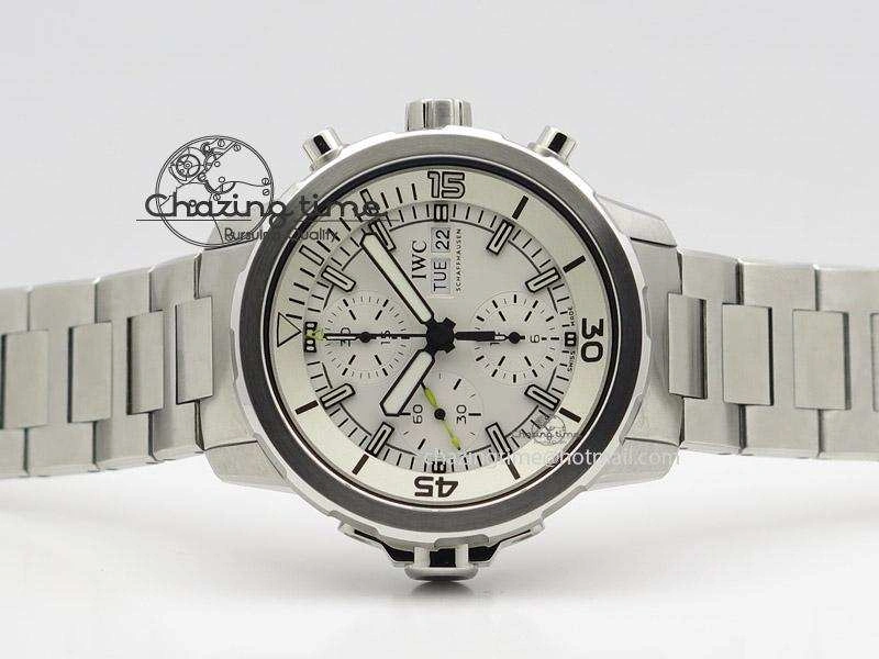 Aquatimer Chrono IW376803 V6F 1:1 Best Edition White Dial On SS Bracelet A7750