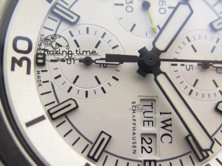 Aquatimer Chrono IW376803 V6F 1:1 Best Edition White Dial On SS Bracelet A7750