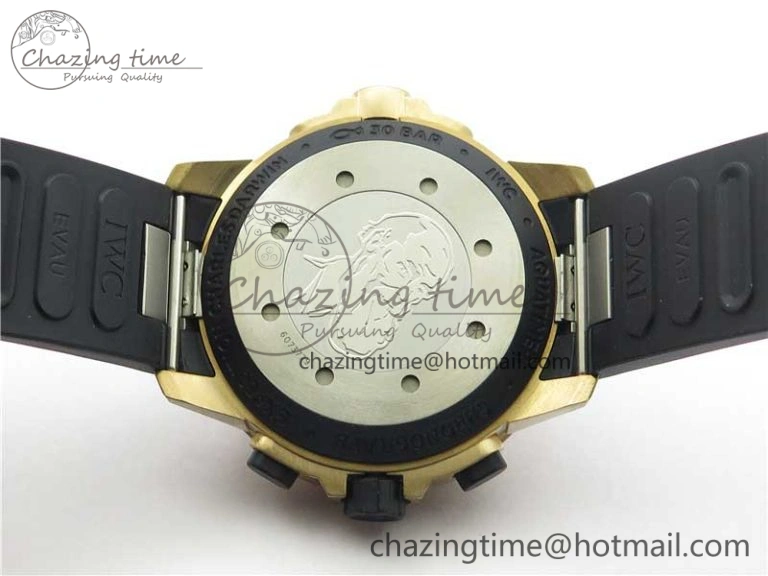 Aquatimer Chrono IW379503 Bronzo Case V6F 1:1 Best Edition Black Dial on Rubber Strap A7750