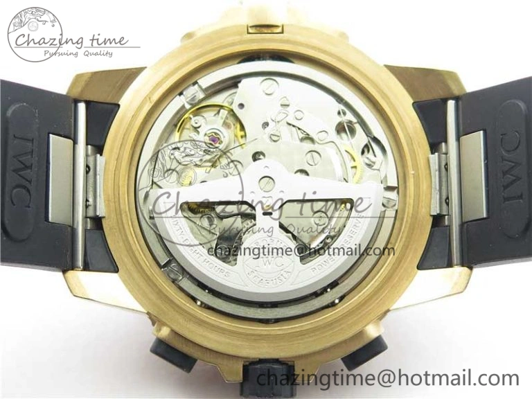 Aquatimer Chrono IW379503 Bronzo Case V6F 1:1 Best Edition Black Dial on Rubber Strap A7750