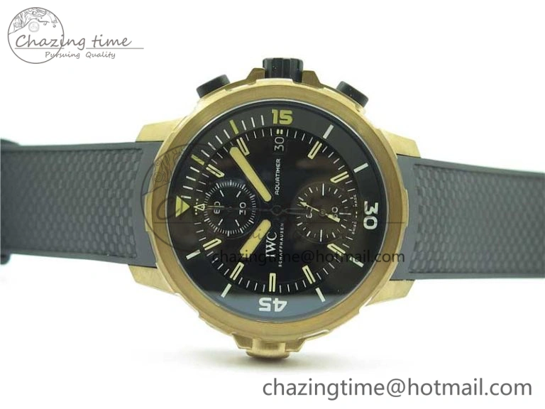 Aquatimer Chrono IW379503 Bronzo Case V6F 1:1 Best Edition Black Dial on Rubber Strap A7750