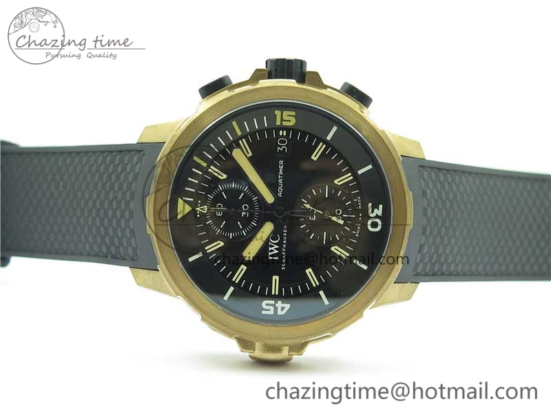 Aquatimer Chrono IW379503 Bronzo Case V6F 1:1 Best Edition Black Dial on Rubber Strap A7750