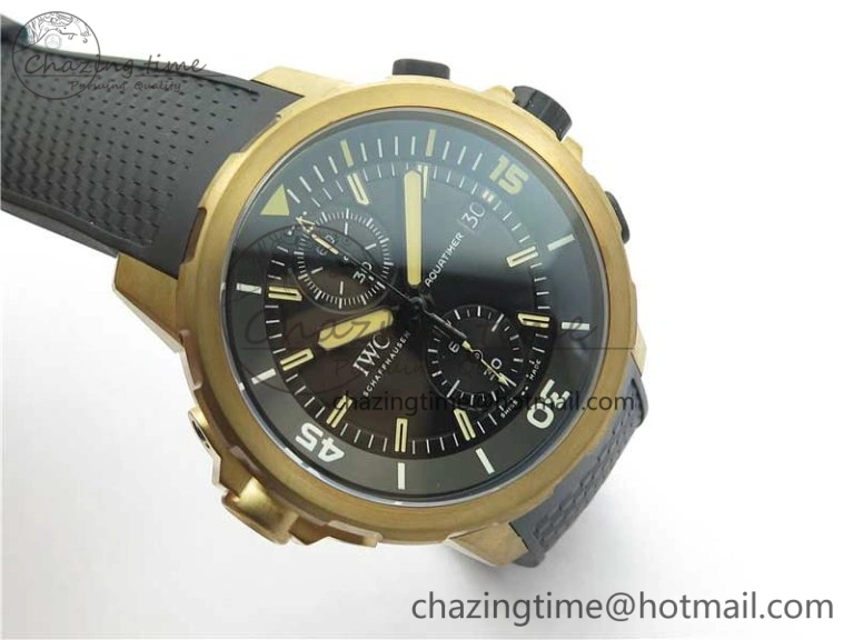 Aquatimer Chrono IW379503 Bronzo Case V6F 1:1 Best Edition Black Dial on Rubber Strap A7750
