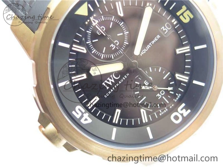 Aquatimer Chrono IW379503 Bronzo Case V6F 1:1 Best Edition Black Dial on Rubber Strap A7750