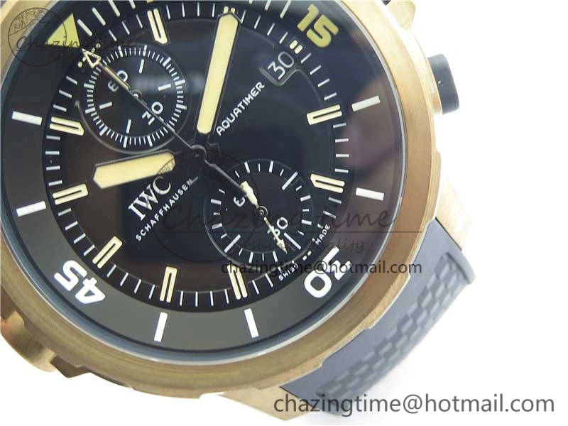 Aquatimer Chrono IW379503 Bronzo Case V6F 1:1 Best Edition Black Dial on Rubber Strap A7750