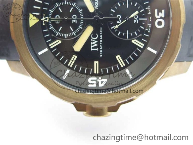 Aquatimer Chrono IW379503 Bronzo Case V6F 1:1 Best Edition Black Dial on Rubber Strap A7750