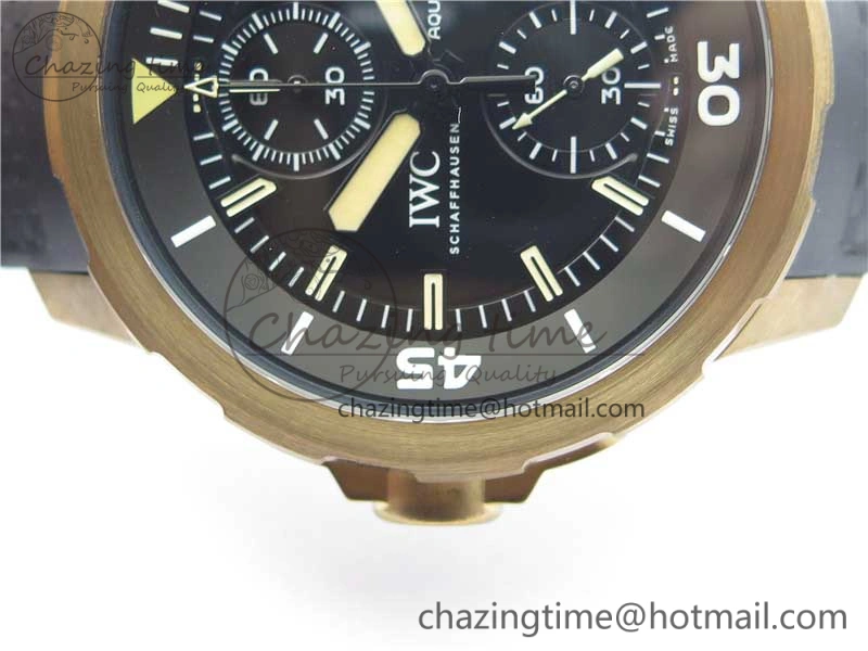 Aquatimer Chrono IW379503 Bronzo Case V6F 1:1 Best Edition Black Dial on Rubber Strap A7750