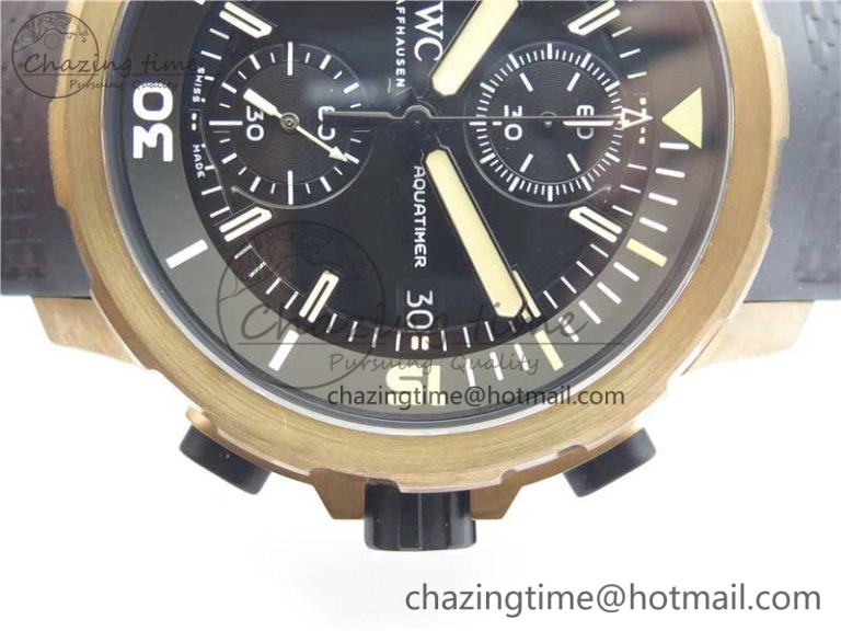 Aquatimer Chrono IW379503 Bronzo Case V6F 1:1 Best Edition Black Dial on Rubber Strap A7750