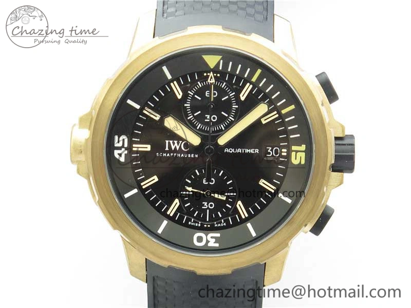 Aquatimer Chrono IW379503 Bronzo Case V6F 1:1 Best Edition Black Dial on Rubber Strap A7750